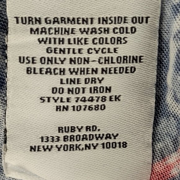 Ruby Rd. Women's Must Haves II Tribal Indigo Multi Color Print Top Size Large - Picture 11 of 12